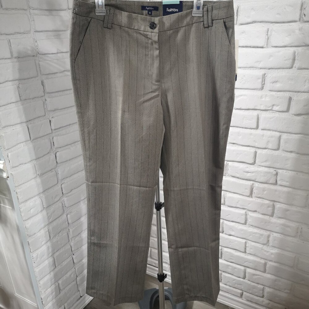 NWT Reitmans Ladies Size 13 Straight Leg Striped Washable/Stretch Dress Pants